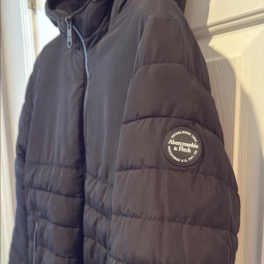 abercrombie kids Black Quilted Puffer Jacket with Hood